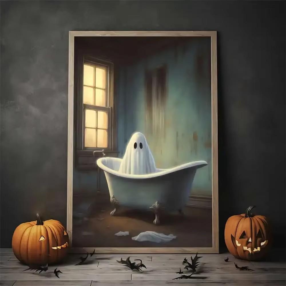 Vintage Wall Art Music Sports Spooky Aesthetics Bicycle Halloween HD Canvas Print Poster Home Living Room Bedroom Decoration