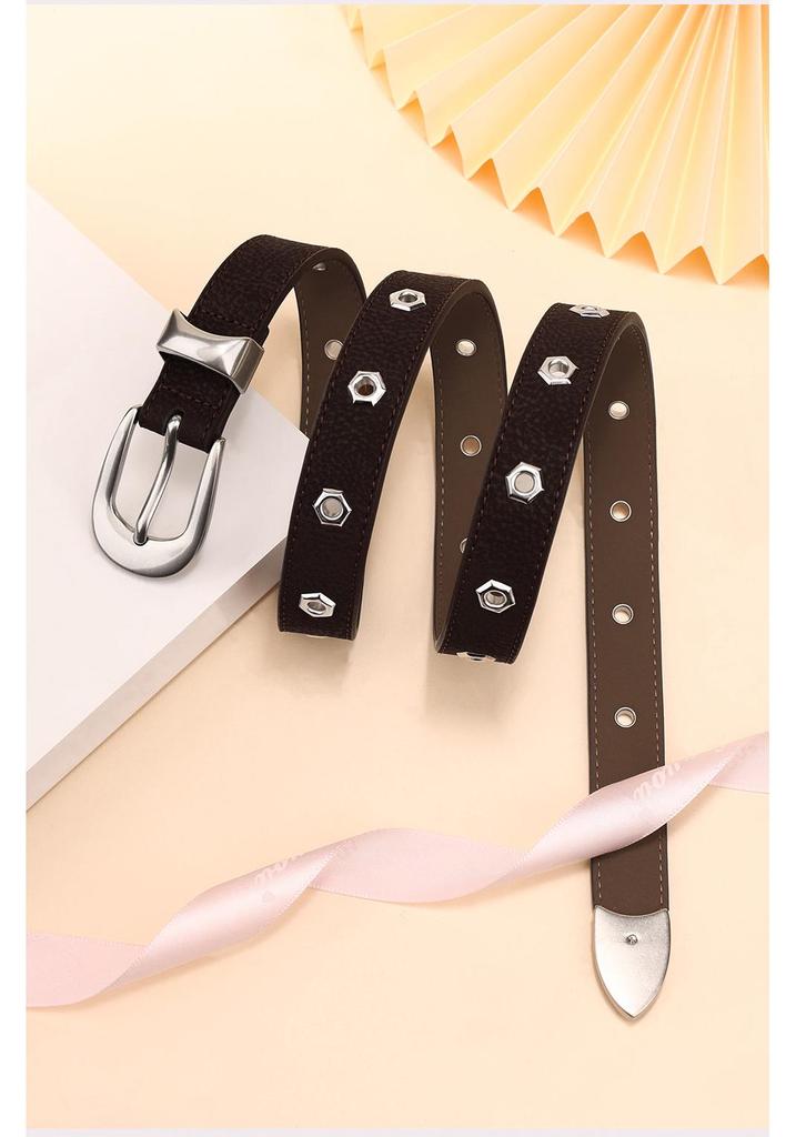 Women's Genuine Cowhide Leather Belt - Versatile Punk Style for Casual Pants and Jeans