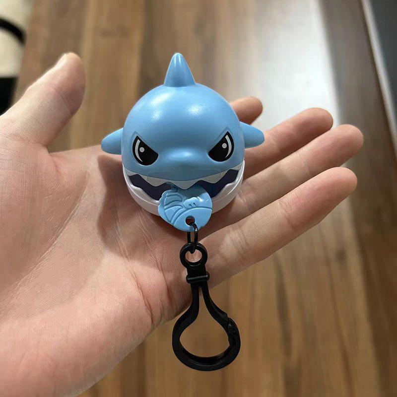 Pull String Shark Bite Keychain Cute Interactive Toy Lightweight Backpack Pendant for Student Daily Carry