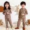Kids Printed Pajamas Set, Elastic Cotton Boneless Fleece Long Johns, Comfort Autumn Winter Underwear For Boys Girls