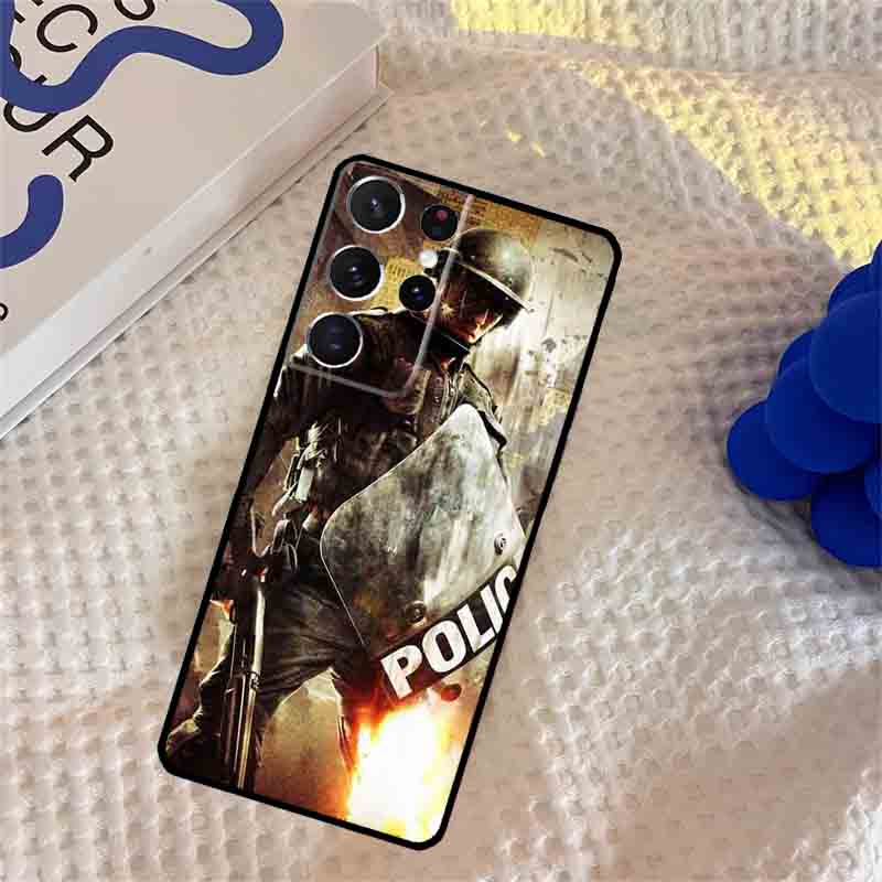 Police Phone Case For Samsung Galaxy S25 Ultra S9 S10 S20 S22 S21 S23 Plus S24 FE Portector Cover