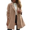 Women's Trench Coat Notch Lapel Double Breasted Mid Long Pea Coat with Pockets Long Sleeve Fall Winter Outwear