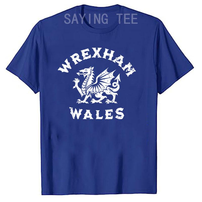 Wrexham Wales Welsh Dragon Flag Vintage T-Shirt Humor Funny Graphic Tee Short Sleeve Blouses Wrexham Wales Cymru Novelty Gifts