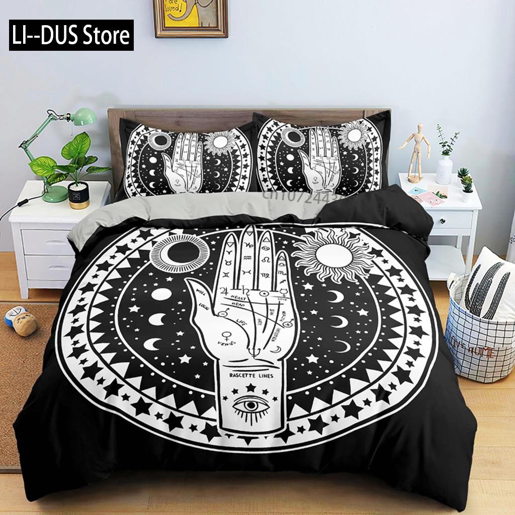 Comforter Divination Pattern Single Queen King Size Microfiber Sun And Moon Pattern Mandala Theme Bedding Set