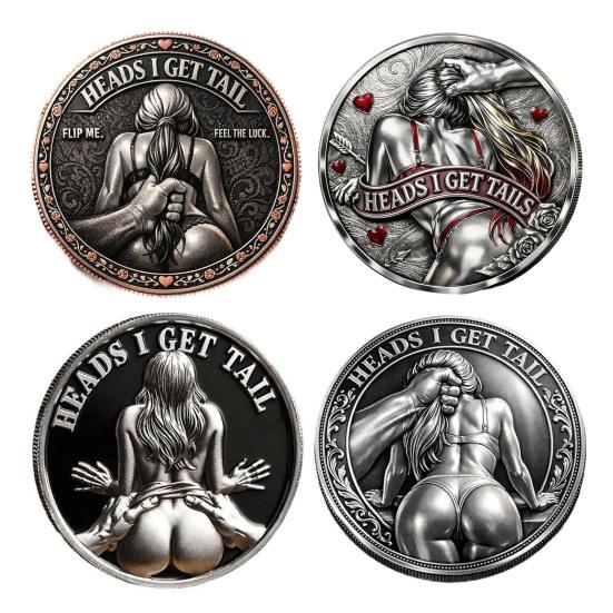 Heads Get Tail/Tails Get Head Commemorative Coin Double-Sided Cheeky Decision Coins Lucky Token Gift for Adults Date Night Ideas