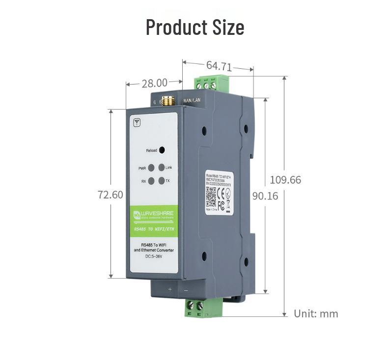 Weixue Rail Serial Server: RS485 to WiFi/Ethernet Modbus MQTT Gateway