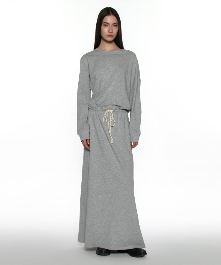 Partimento Woman Pwc Asymmetrical Drawstring Maxi Dress_Melange