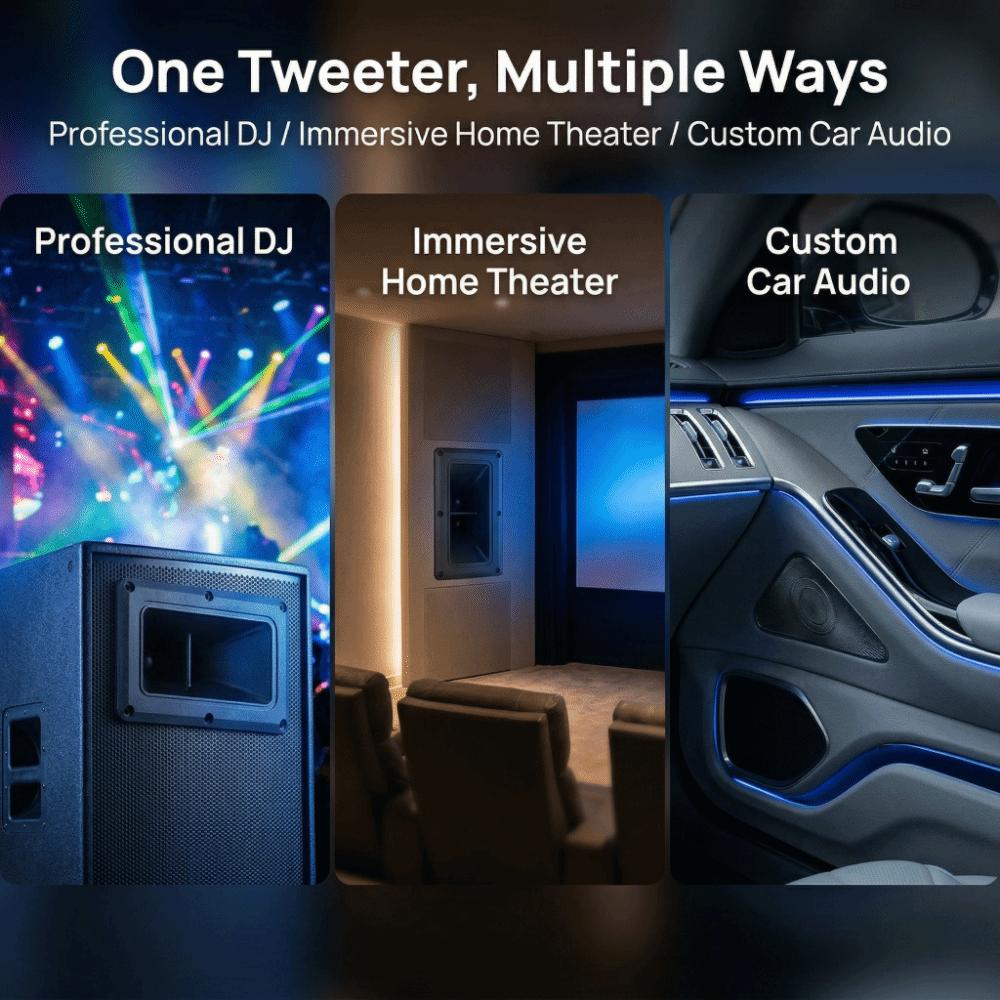 2PCS 75-150 Watts Horn Tweeter Dual Drive Wide Dispersion Horn Piezoelectric Speaker  PA System