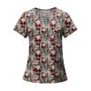 Women's Fashion Printed Short Sleeve V Neck Pattern Tops Pocket Working T-shirts