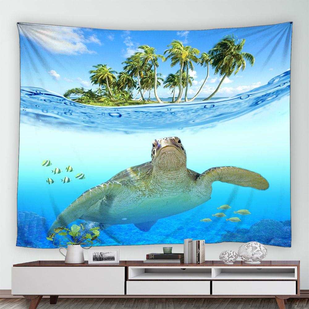 Tropical Marine Life Underwater Landscape Pattern Tapestry Home Bedroom Living Room Wall Decor Background Cloth Tapestry