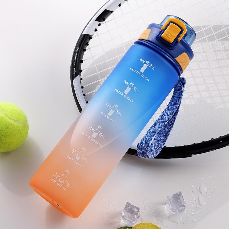 Motivational 1000ml Sport Water Bottle - Leakproof Large Capacity Fitness Jug for Outdoor, Travel & Gym Use