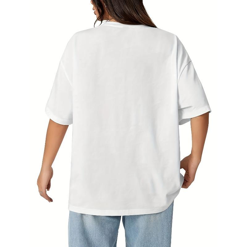 European Size Easter MAMA Cartoon Print T-shirt, Bunny Egg Casual Short Sleeve Crew Neck Tee For Spring And Summer Outdoor