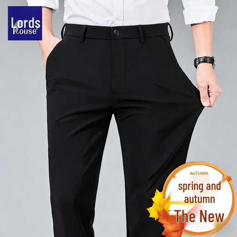 Luozi Men's Elastic Straight Casual Business Pants