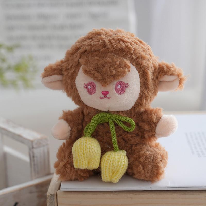 Sheep Plush Keychain With Tulip Flower Design For Gift And Bag Decoration