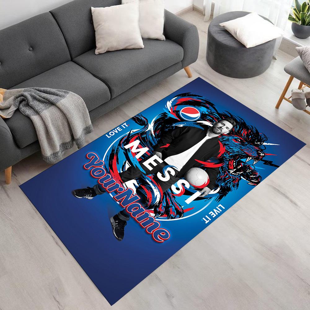 Messi Customize Your Name Carpet Design for Living Rooms Foyer Outdoor Game Room Antislip Carpet Decorate Offices Perfect Gift for Women/Men