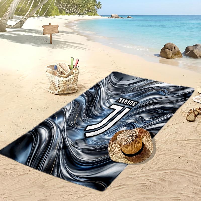 Asciugamano da Spiaggia Stampato Juventus FC Asciugamano Morbido ad Asciugatura Rapida Coperta da Spiaggia Rettangolare Grande Portatile per Viaggi Piscina