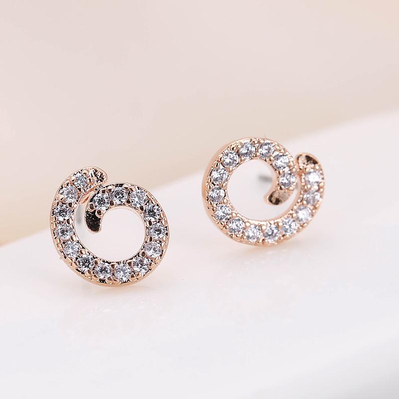 Elegant Geometric Rhinestone Earrings - Women s Fashion Circle Studs