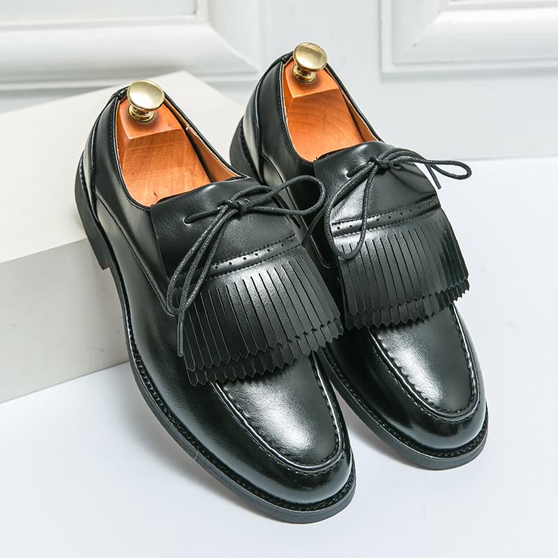 

Брендовые классические новые британские мужские туфли-оксфорды Bowite, роскошные мужские черные мокасины для свадьбы, выпускного вечера, Sapato Social Masculino 46 чёрный