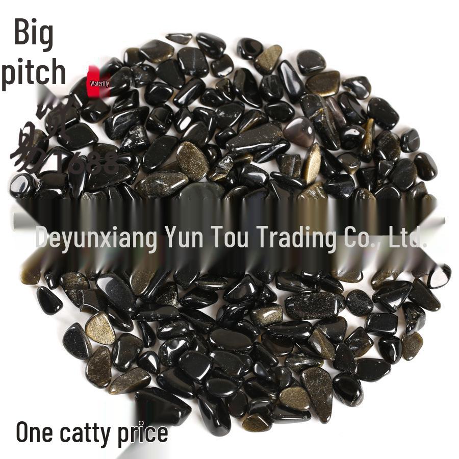 

Natural Gold Eye Black Obsidian Gravel for Decoration - Ideal for Bonsai, Potting, Fish Tanks, and Crafting. Under 5mm, 0.5 kg