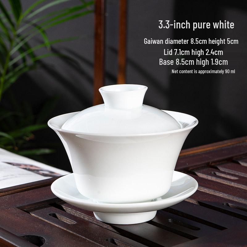 Chaozhou Blue and White Porcelain Gongfu Tea Set: Gaiwan, Mini Tea Cup, and Bowl