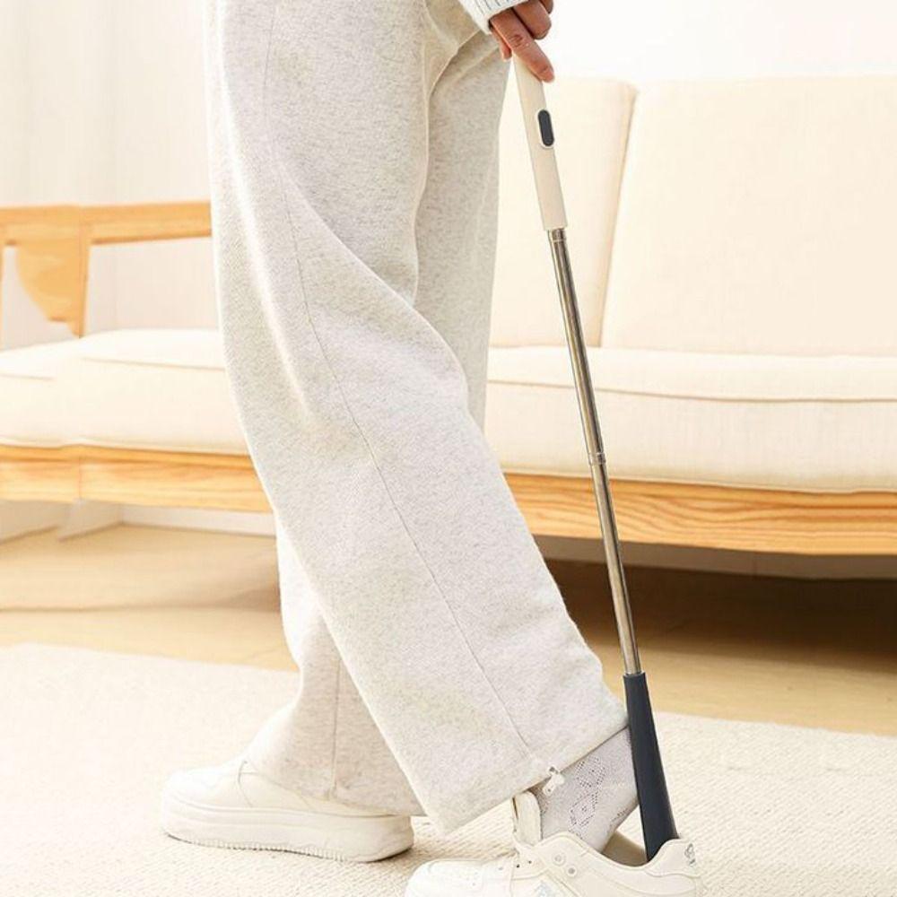 Portable Adjustable Length Long Shoehorn Hanging Useful Shoe Puller Stainless Steel Shoe Remover for Elderly, Pregnant Women