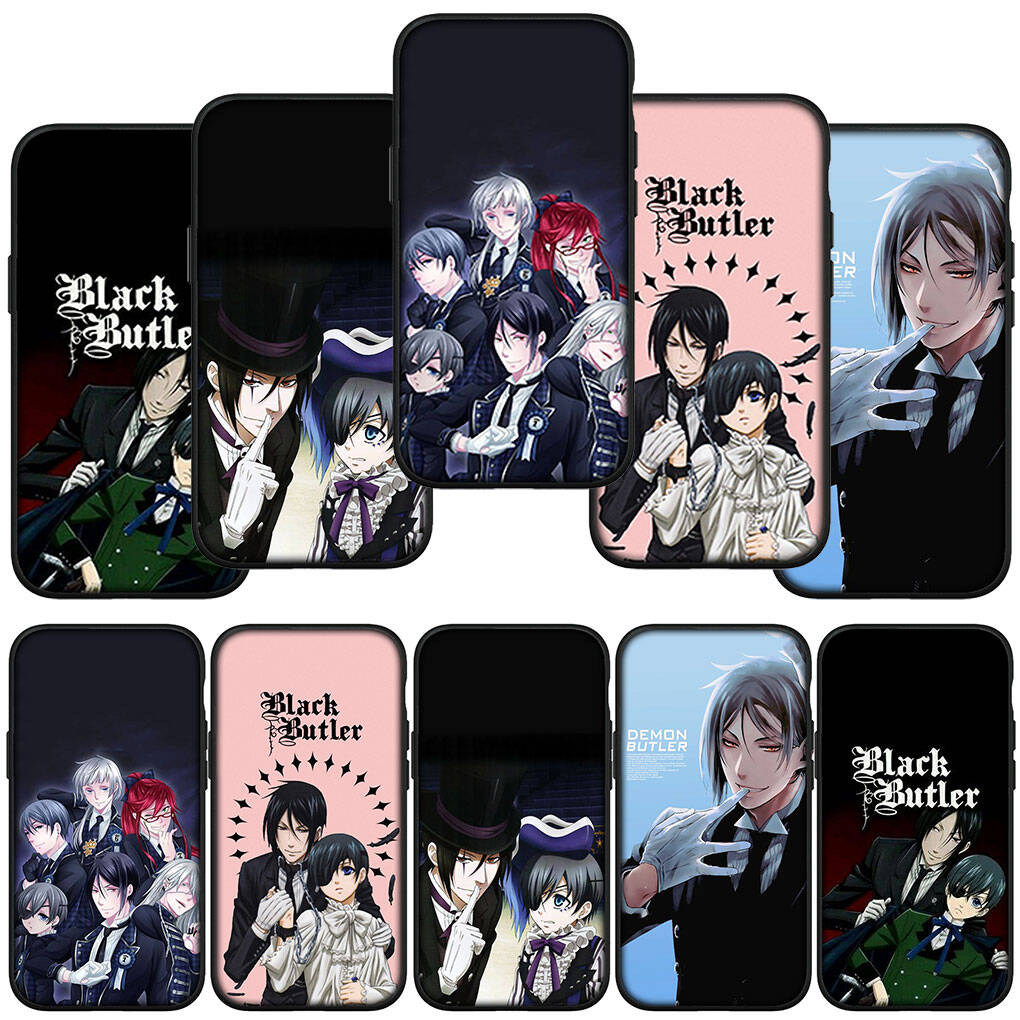 Phone Case for Samsung Galaxy S25 S23 S22 S21 S10 S24 Ultra FE A05 A06 A15 A16 A36 A37 A35 A54 A55 A56 A57 A25 A26 A53 A17 Cartoon Black Butler Cover