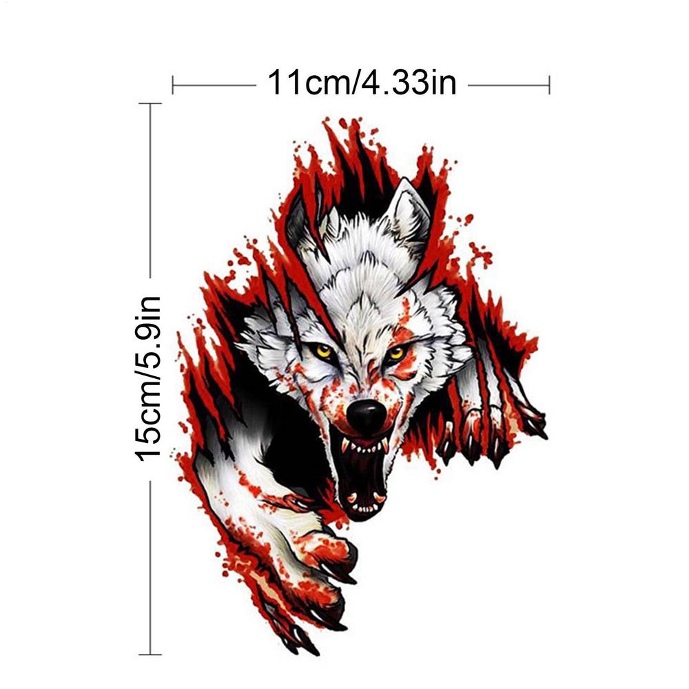 Creative 3D New Angry Wolf Car Stickers Reflective Personality Car Decals Modified Motorcycle Helmet Sticker Scratch Stickers