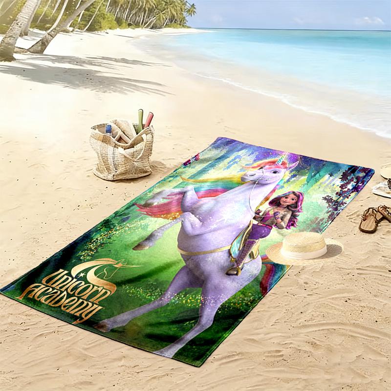 Asciugamano da Spiaggia Stampa Unicorn Academy, Asciugamano Grande Morbido Asciugatura Rapida per Spiaggia Campeggio Nuoto