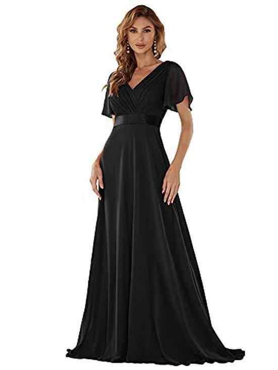 European American Women's Elegant Chiffon Slim Fit Evening Gown