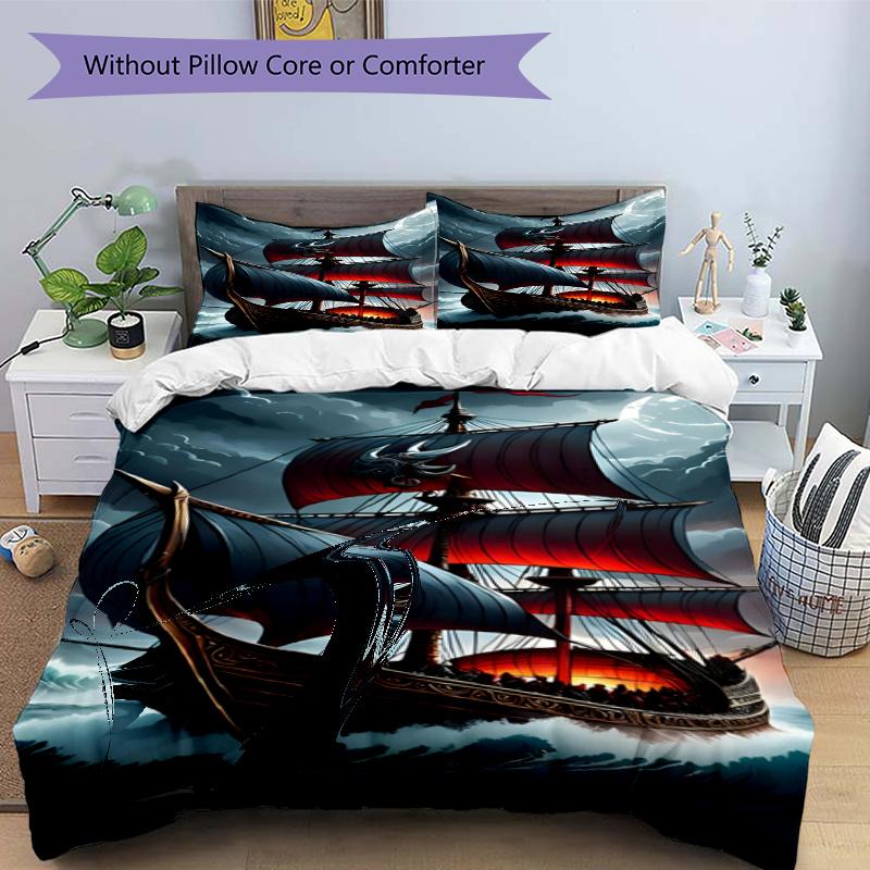 3pcs Duvet Cover Set (1*Duvet Cover + 2*Pillowcase, Without Core), RMS Titanic Print Bedding Set, Bedroom Decor, All‑Season, Gift