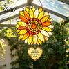 Sunflower Suncatcher for Window Stained Glass Style Pendant, Floral Wall Hanging Art with Metal Light Transmitting Piece Chain, Acrylic Ornament Home