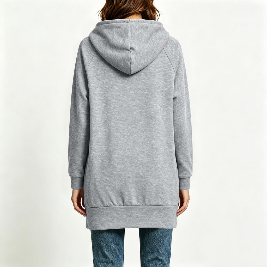 Women's Casual Hooded Zip-Up Sweatshirt Tunic for Everyday Wear