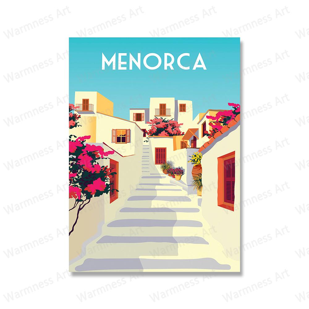 

Travel Landscape Poster Spain Menorca French Riveria Santorini Canvas Print Nordic Wall Art Picture Living Room Office Home Deco No Frame 21*30cm No Frame