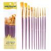 10-Piece Pearlescent Blue Oil Paint Brush Set with Nylon Bristles for Gouache & Watercolor