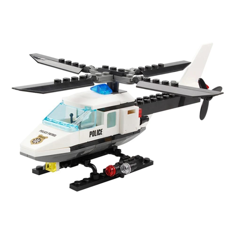 

HUIQIBAO 102Pcs City Police Helicopter Model Building Blocks Set With 1 Figure Bricks Educational Toys For Children Boys Gift