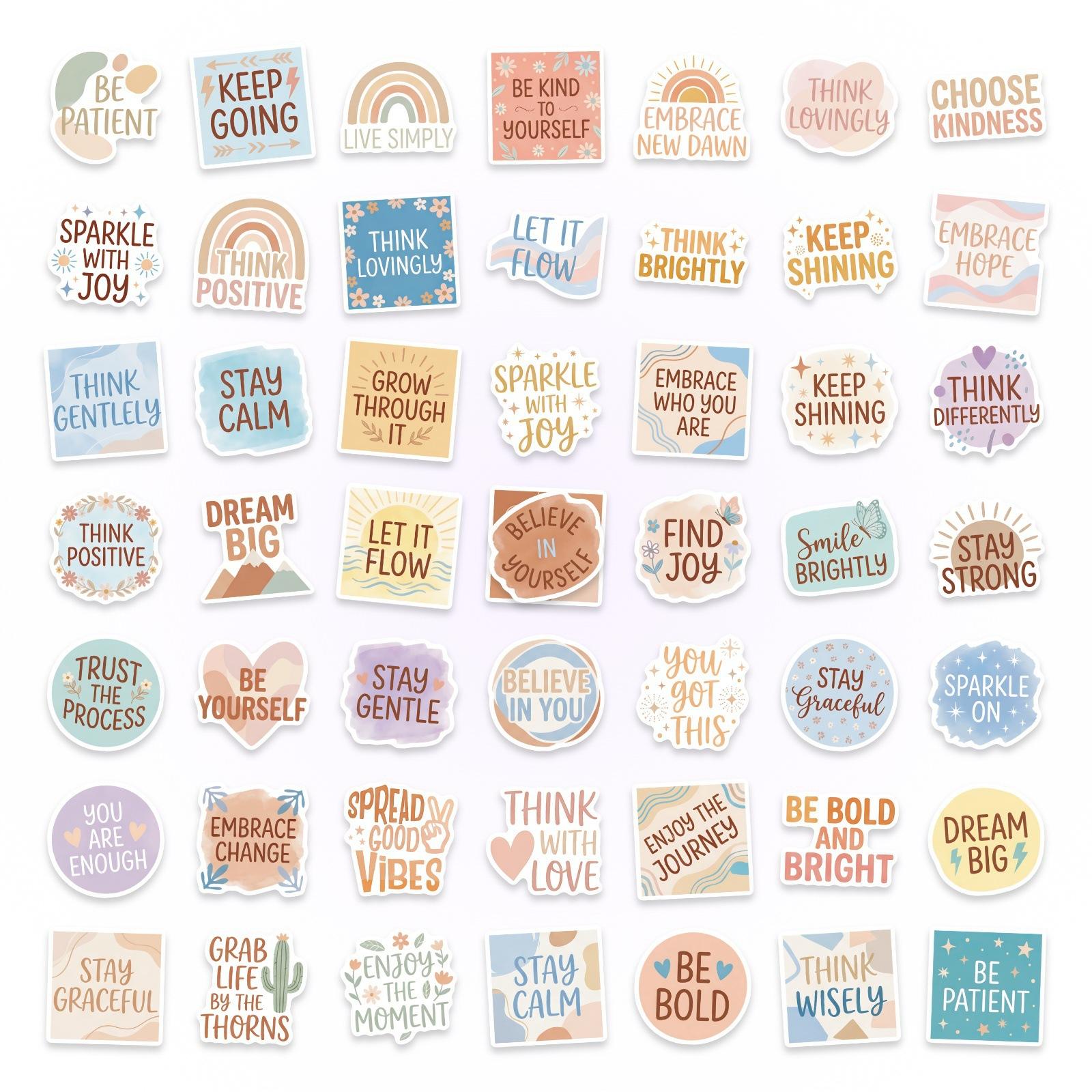 50 Bohemian Inspirational English Personalized Text Slogan Decorative Water Cup Luggage Skateboard Stickers
