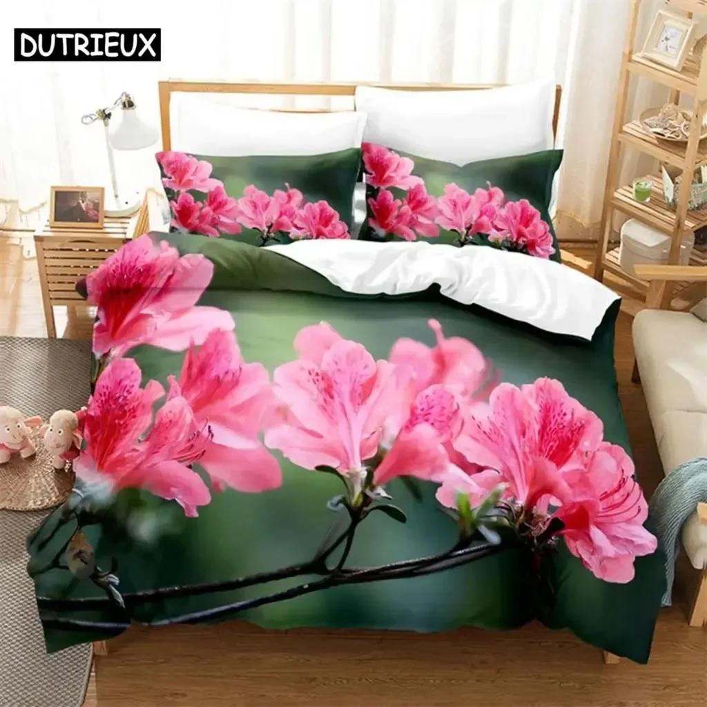 Comforter Luxury New 3D Print Pink Flowers Comfortable Duvet Bedding Set Children Bedroom Decoration Home Textile