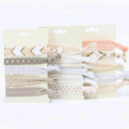 Women's Fashion Flower Printing Gilding Elastic Knot Hair Bands Ponytail Holders