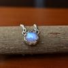 Moonstone Crystal Necklace , Genuine Rainbow Moonstone Sterling Silver  Bohemian Necklace , Feminine Necklace, Blue Sheen Moonstone Necklace