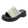 Spot Wrinkled Bangkok Drag Thick-soled One-word Slippers Women's Summer New Casual Outer Wear Flat-soled Loose Sandals