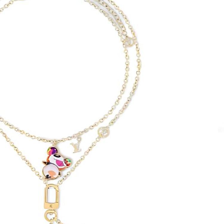 Louis Vuitton Lv X Takashi Murakami Superflat Collaboration Monogram Floral Pendant Necklace Women Necklace Gold M02499