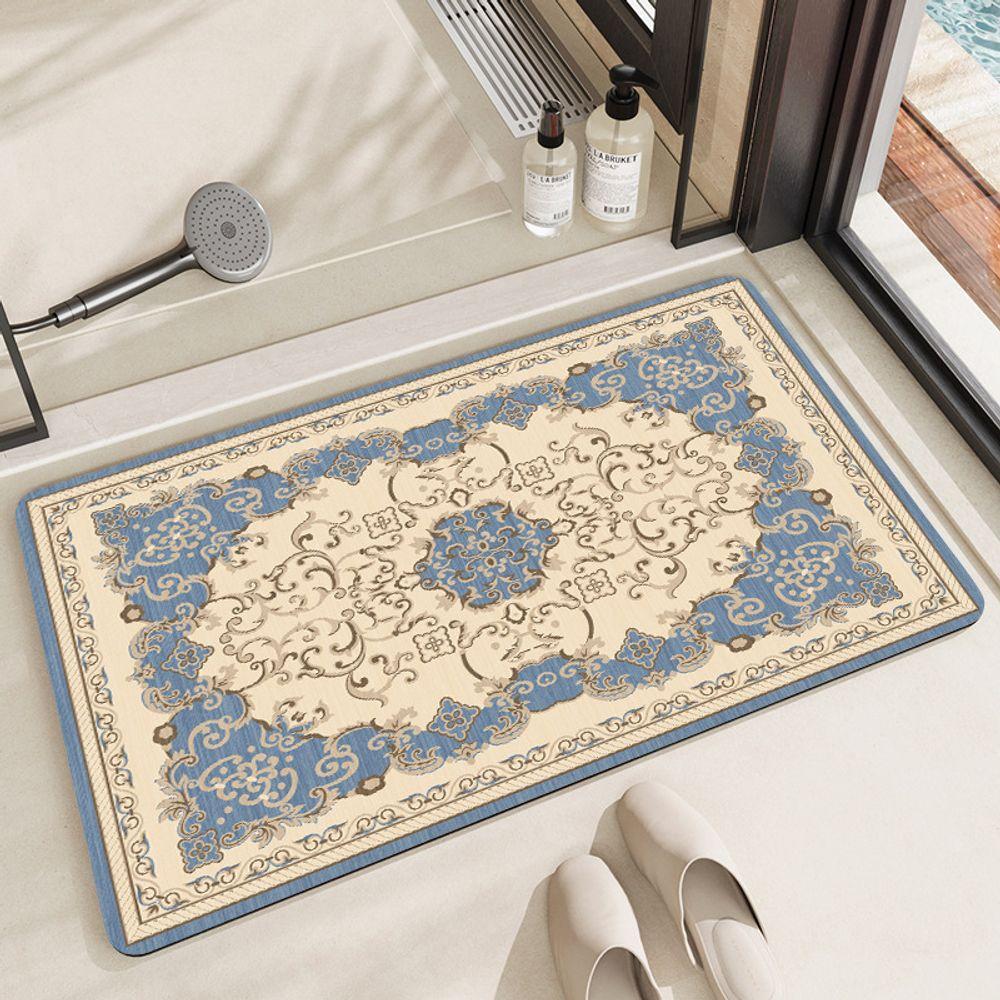 Luxury and Retro Entryway Bathroom Rug Anti-slip and Stain-resistant Entrance Mat for Bedroom Living Room Home Decoration
