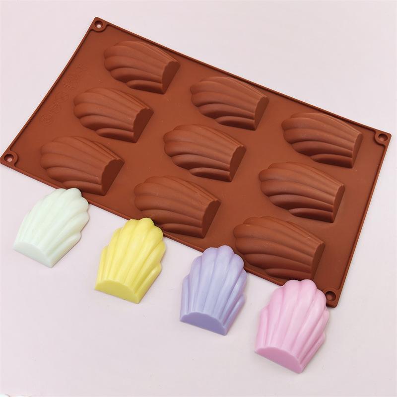 Heat Resistant Silicone Madeline Pan 9 Cavities Nonstick Food Grade Baking Mold for DIY Pastry Cookie