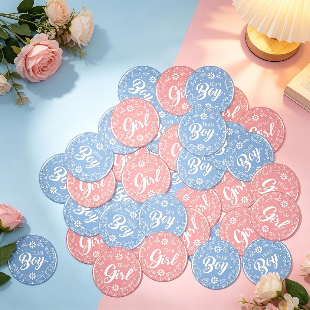 100 Pcs Cielito Lindo Gender Reveal Button Pins, Mexican Themed Team Boy Girl Badges For Pink Blue Baby Shower Party Favors Game