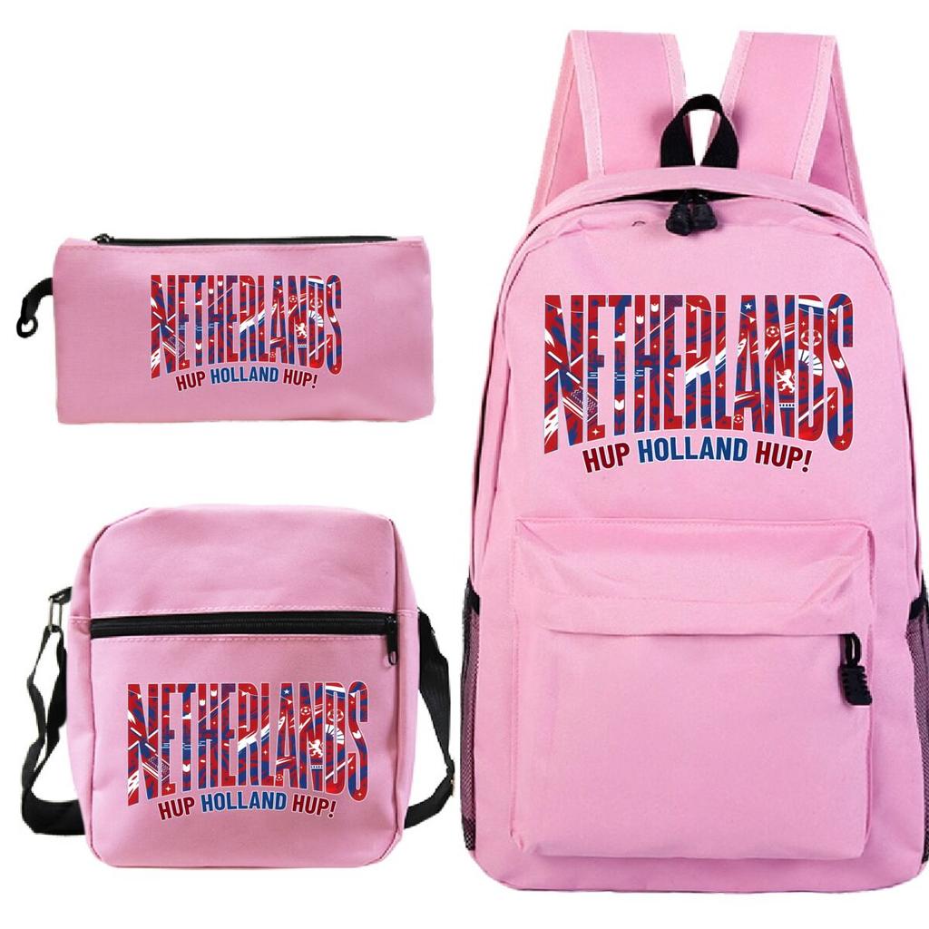 Vintage "Netherlands Hup Holland Hup" 3 In 1 Backpack Shoulder Bag Pencil Case Women Men Student Fashion Football Lover Bagpack