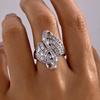 Bold Geometric Asymmetric Cubic Zirconia Copper Ring for Women Modern Abstract Edgy Statement Finger Jewelry