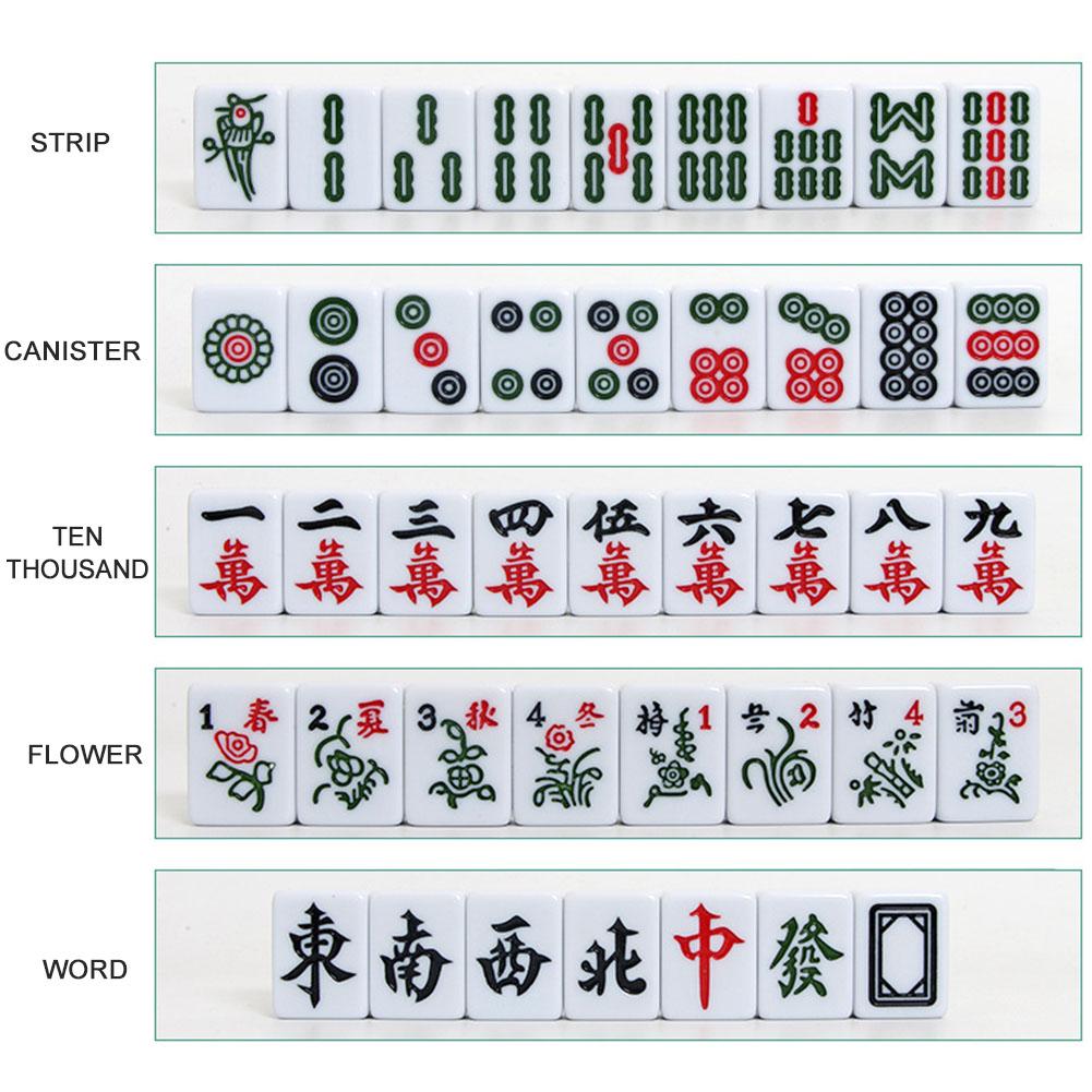 Tragbares Mini-Mahjong-Set Sturzfest Logik Denkspiel Puzzle Brettspiel Schach und Karten Geschenk für Freunde Familie