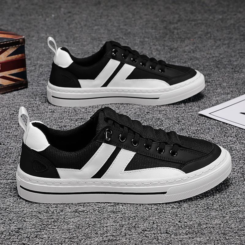 Trendige Herrenschuhe Frühling Studenten Low-Top Ein-Pedal Sport- und Freizeit Flache Schuhe Vielseitige Kleine Weiße Stoffschuhe