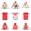 100pcs Christmas Drawstring Gift 10x15 13x18 Cm Printed Pattern Snow Yarn Christmas Yarn Bag Candy Gift Wrap Bag