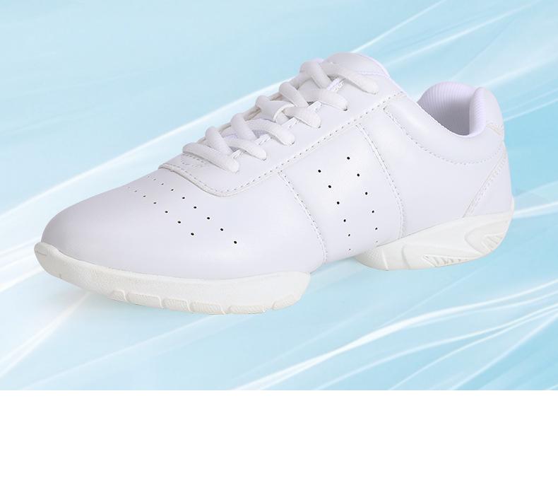 Women's White Lace-up Dance & Cheerleading Shoes – Soft Sole for Gymnastics & Fitness